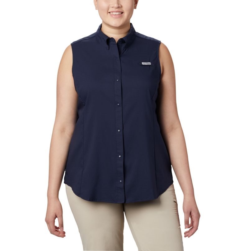 Women\'s Columbia PFG Tamiami Sleeveless Shirts Navy | Plus Size CA-HC4A5